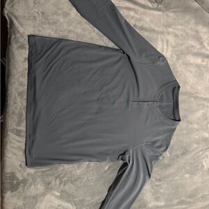 Lululemon grey/blue Long Sleeve Henley Shirt